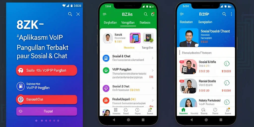 Tampilan antarmuka aplikasi 8ZK untuk panggilan VoIP.