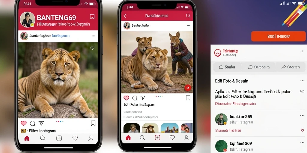 Antarmuka BANTENG69 yang menarik dengan berbagai pilihan filter Instagram.