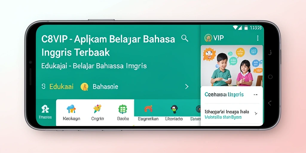 Tampilan antarmuka C8VIP yang modern dan interaktif untuk belajar bahasa Inggris.