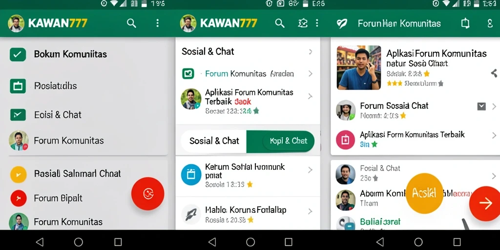 Tampilan antarmuka Forum Komunitas KAWAN777 dengan fitur interaktif.