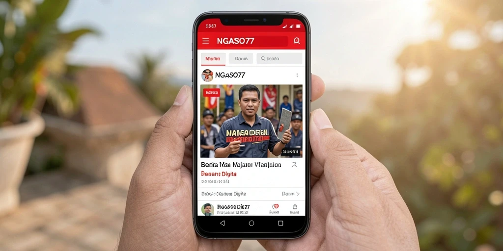 Antarmuka NGASO77 yang menarik dan informatif untuk berita digital.