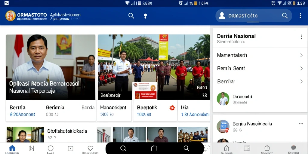 Antarmuka aplikasi ORMASTOTO menampilkan berita nasional terkini.