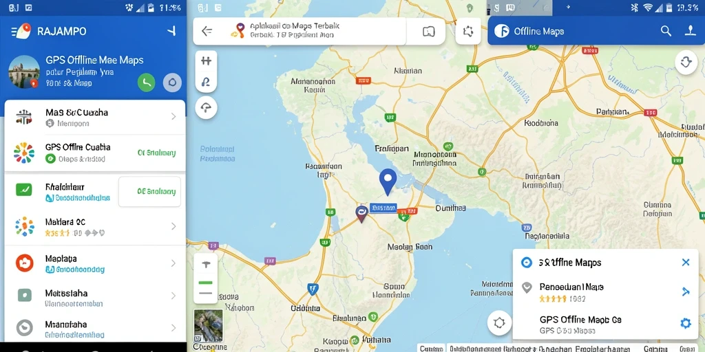 Screenshot utama RAJAMPO menampilkan antarmuka peta GPS Offline yang intuitif.