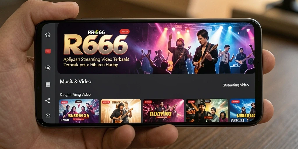 Tampilan antarmuka aplikasi RR666 untuk streaming video yang user-friendly.